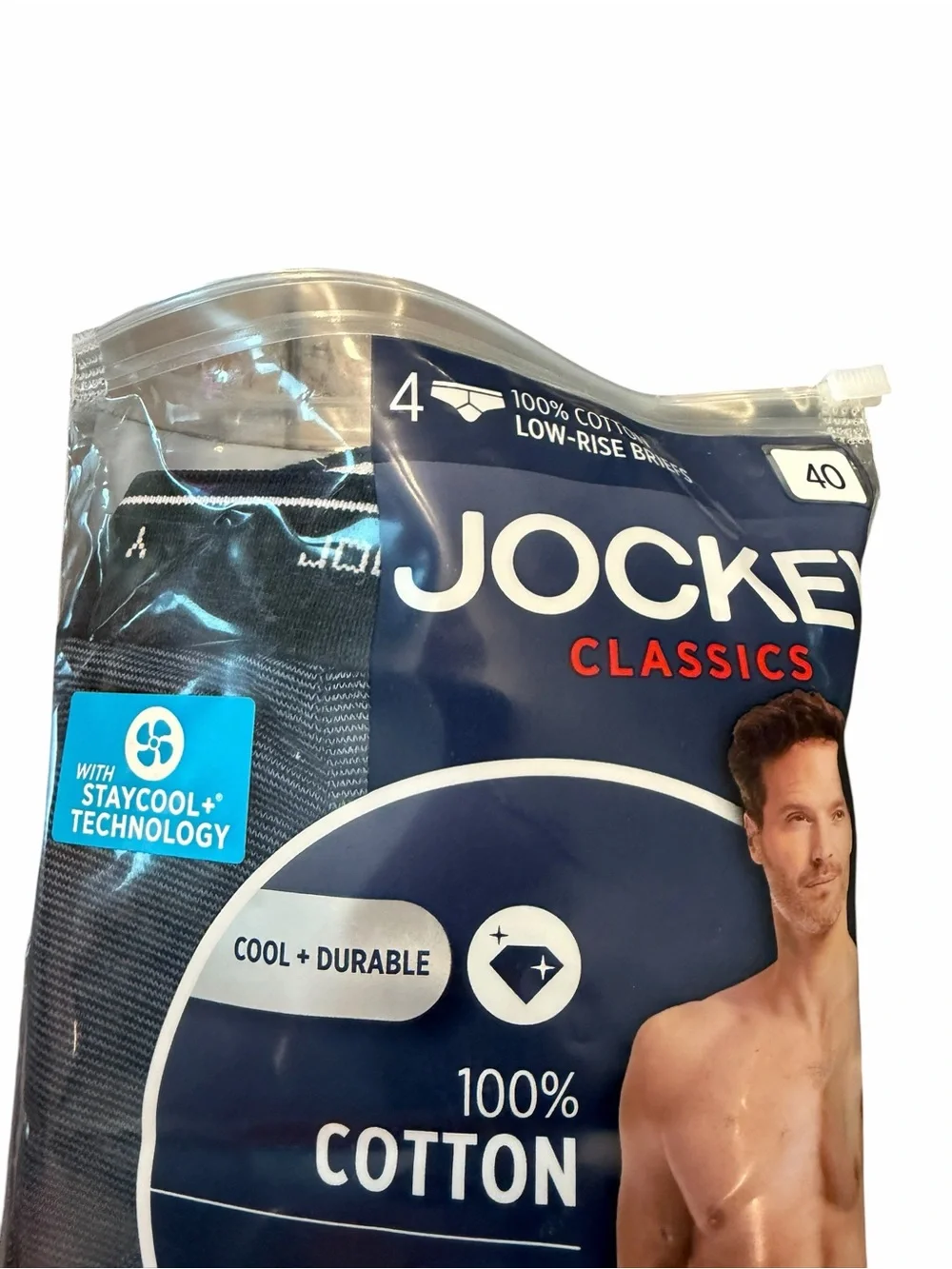 JOCKEY Men's Classic Low-Rise Briefs Underwear 4 Pair Size 40 NEW Dark Stripes